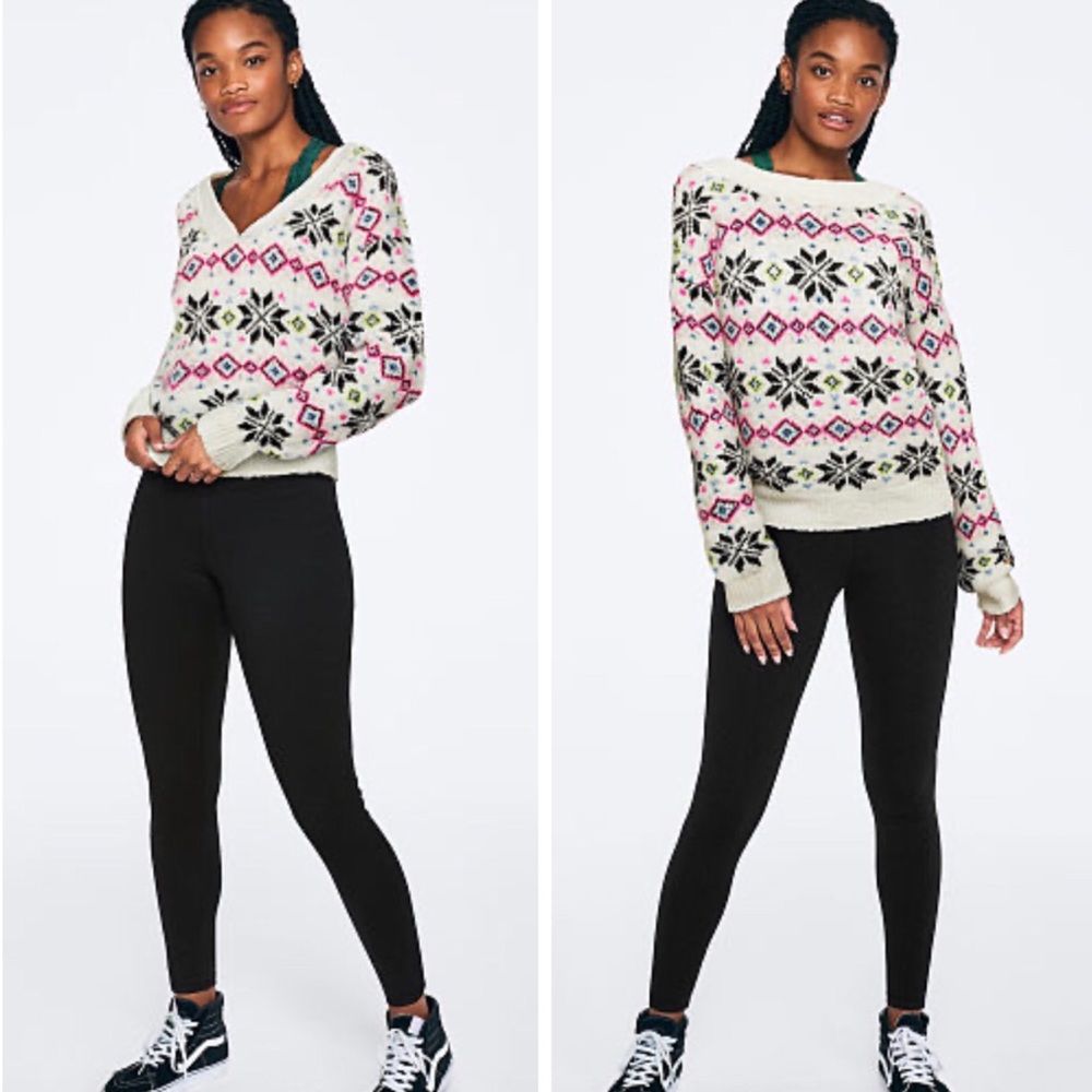 Pink Victoria Secret Reversible V-Neck Sweater